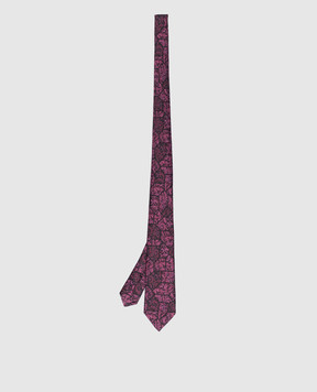 Stefano Ricci Children's burgundy silk patterned tie and pache scarf set YDH25000