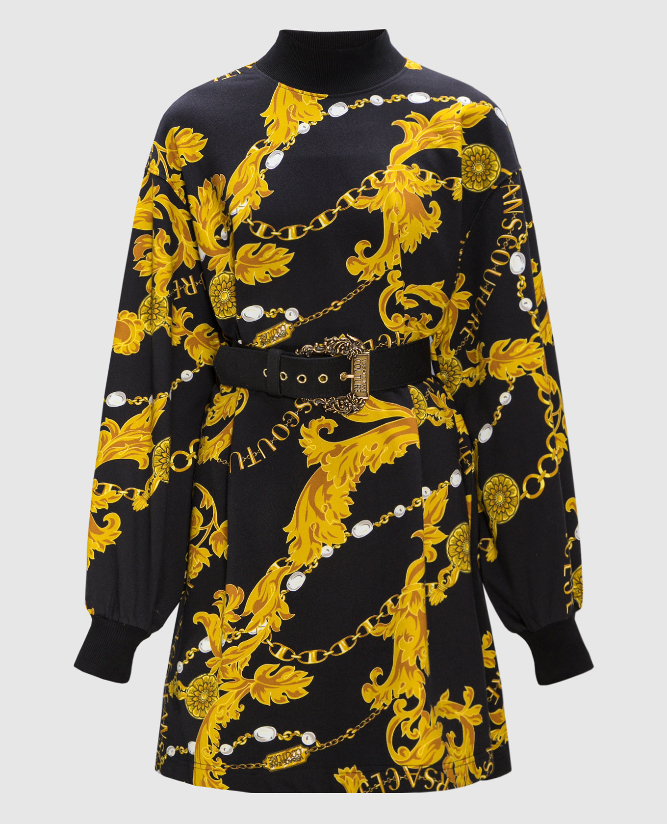 

Black dress in Chain Couture print Versace Jeans Couture