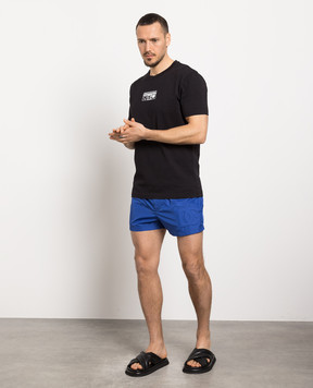 Dolce&Gabbana Blue swim shorts with textured DG logo M4E35TFUSFW