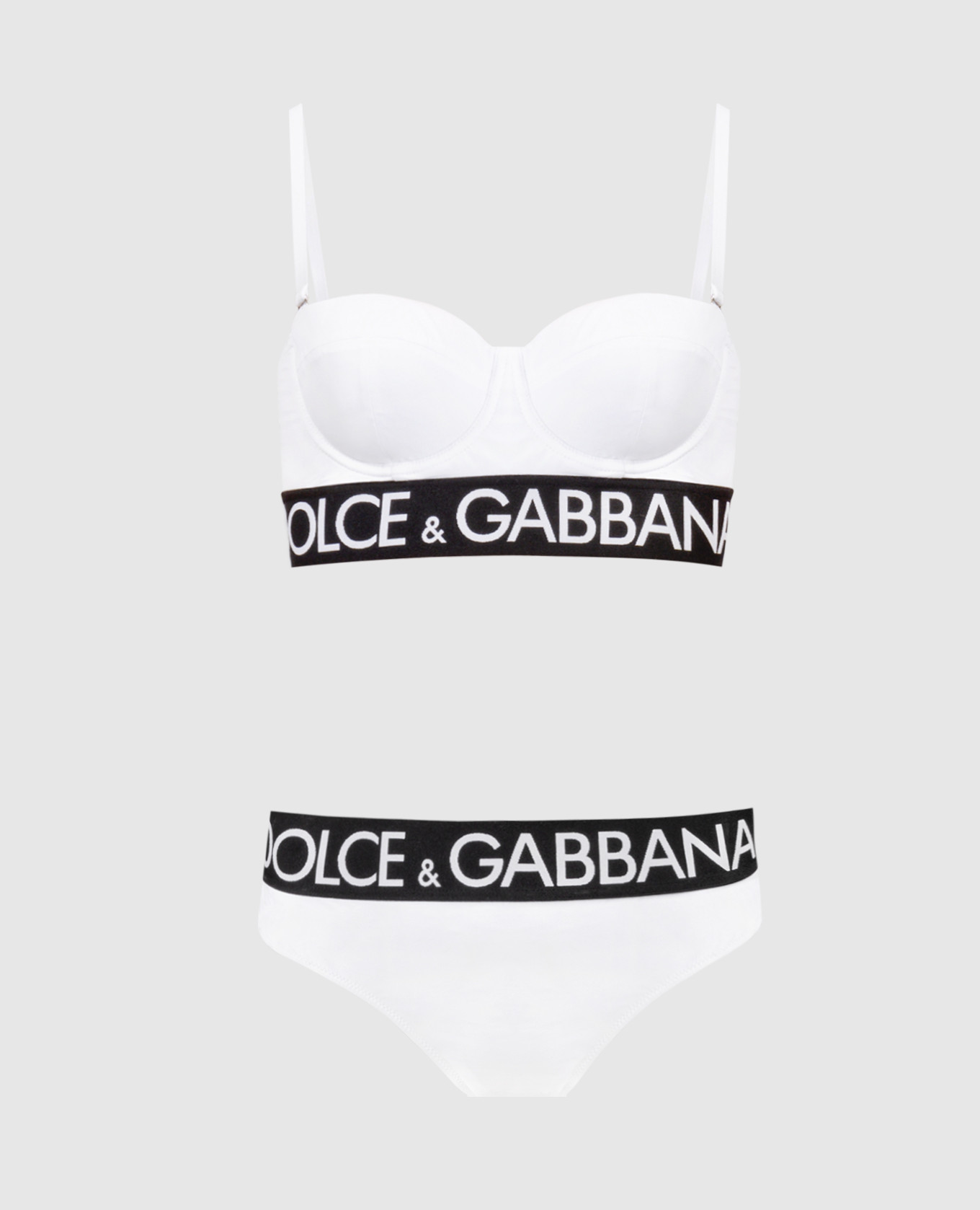 White swimsuit with logo pattern dolce&gabbana