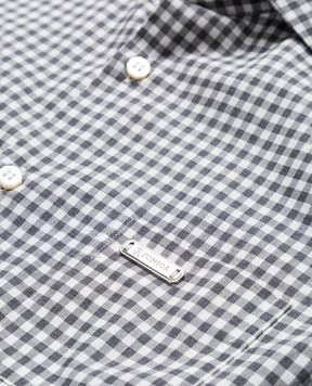 Stefano Ricci Children's gray checked shirt with textured logo YC004123M1812