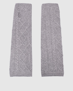 Ballantyne Gray mittens made of wool in a textured pattern B1Q0257W113