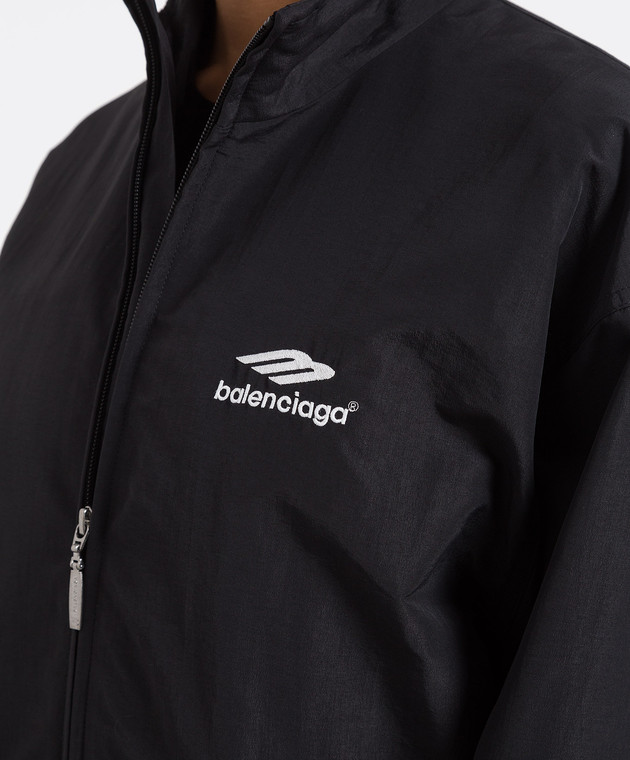 アウターその他 BALENCIAGA Logo embroidery jacket White/Black 818552TPQ38 BALENCIAGA Oversized Striped Logo-Embroidered Recycled-Shell
