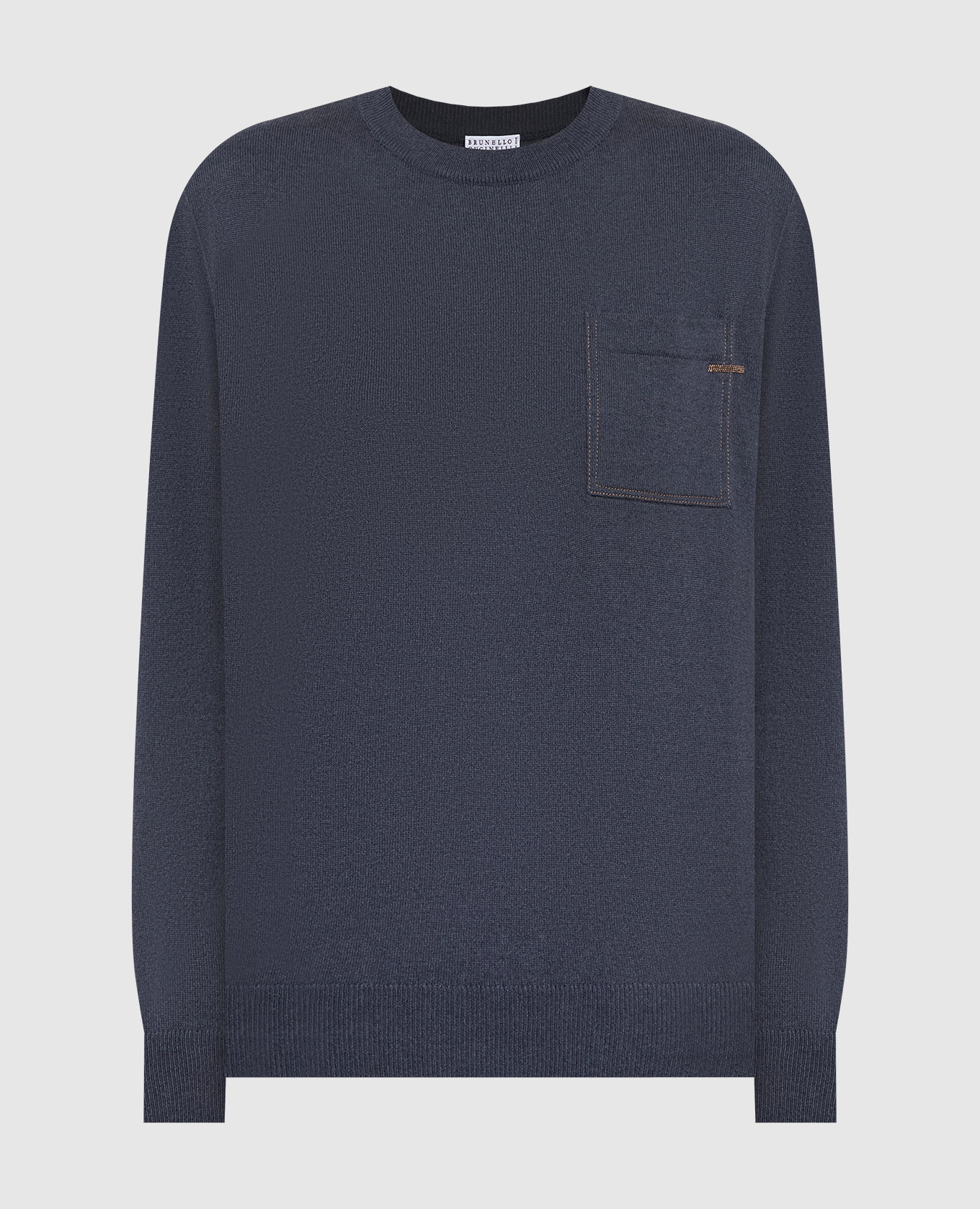 Blue cashmere jumper with monil chain