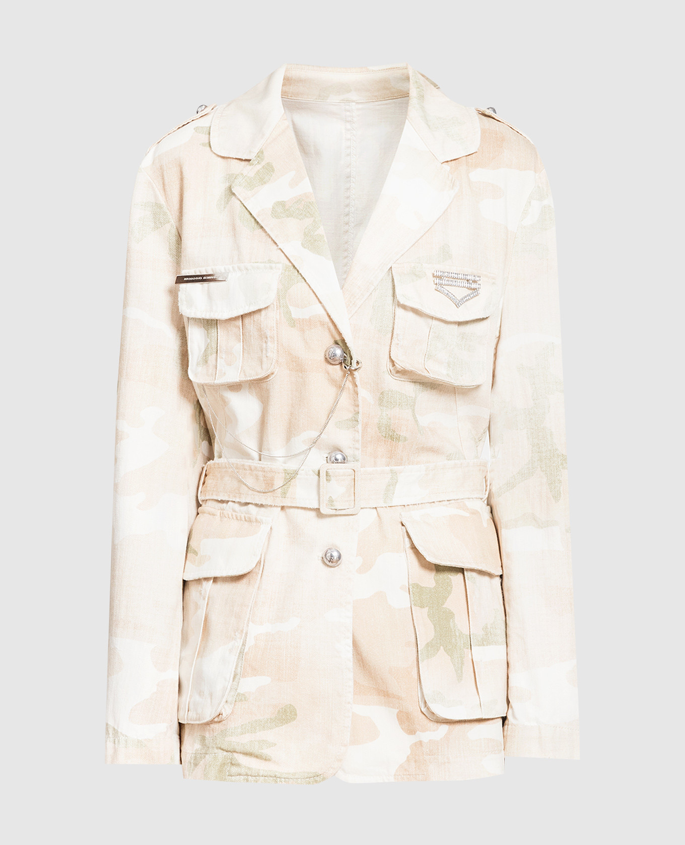 

Beige denim jacket in camouflage print Ermanno Scervino, Бежевый