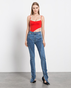 Thierry Mugler Red bodysuit with curly cutouts 22S2BO01761097