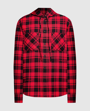 Off-White Red checkered shirt with logo embroidery OMGE031C99FAB001