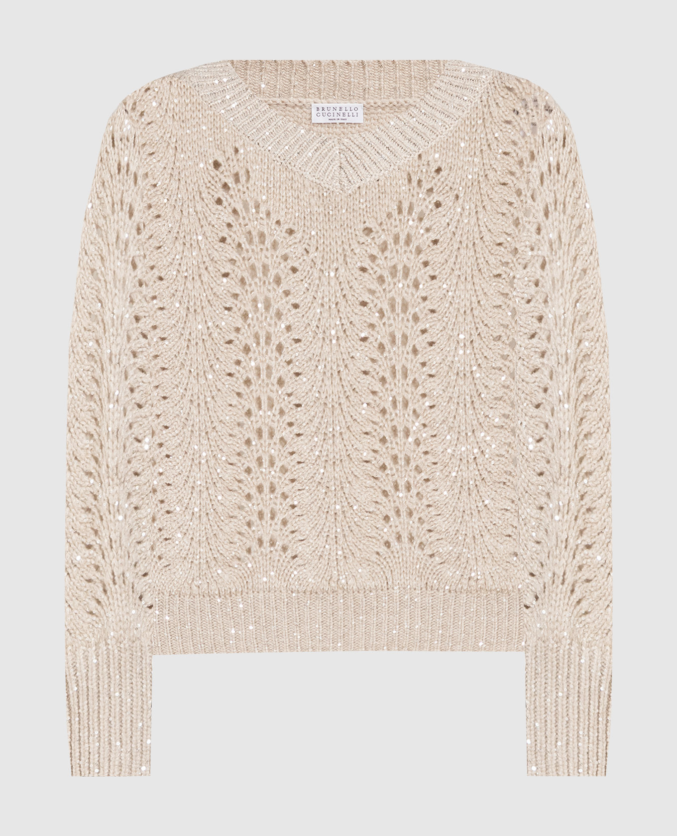 

Beige openwork pullover with sequins Brunello Cucinelli