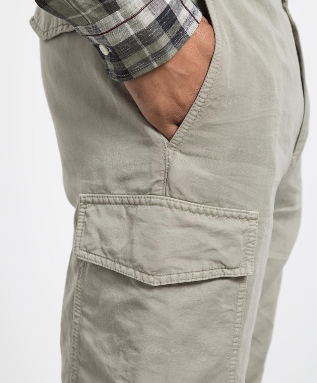 Pantalon Cargo Femme En Cuir Daim Brunello Cucinelli - Taille 6 (42), Couleur Bleu-gris, Neuf Avec Défaut