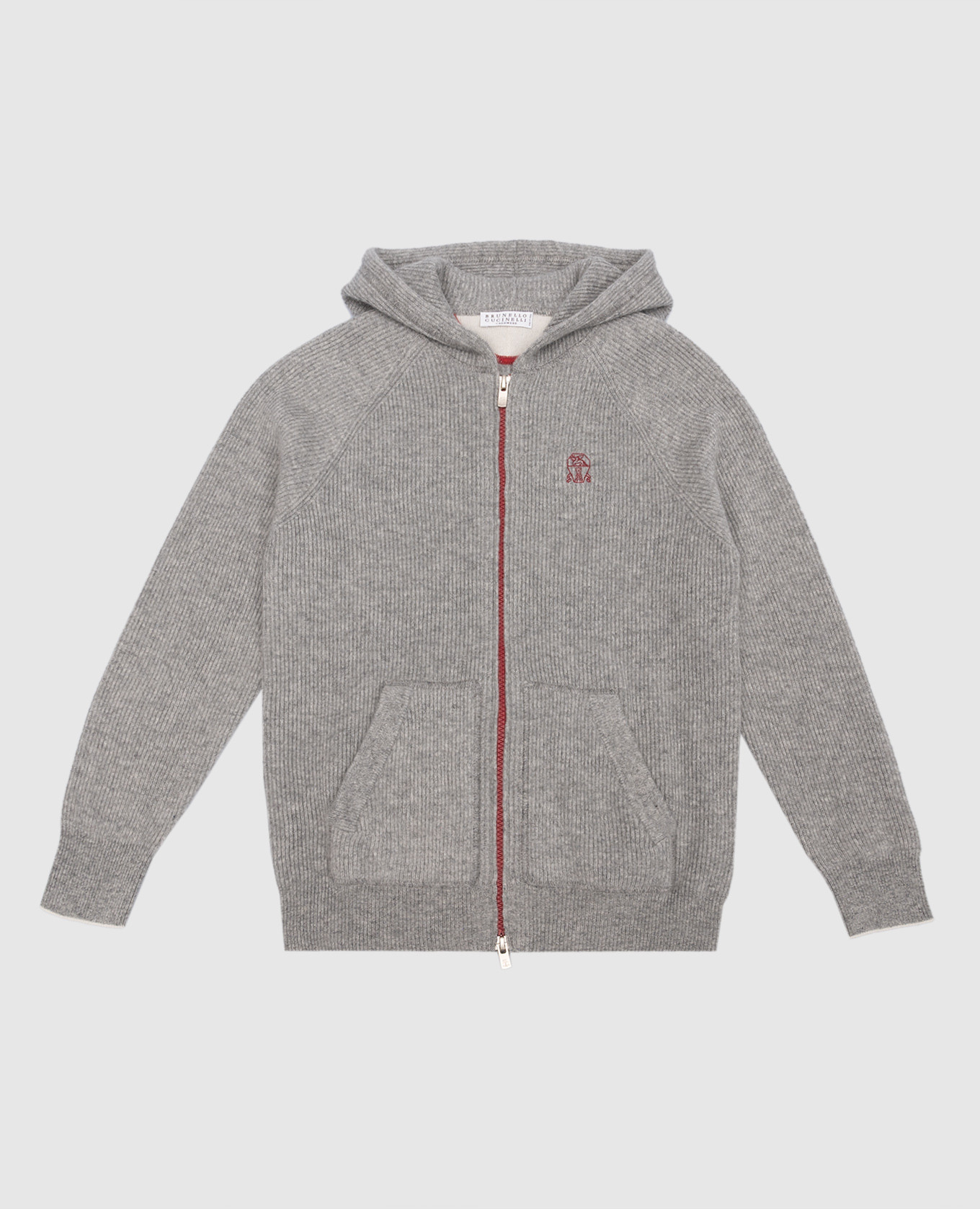 

Children's gray cashmere cardigan Brunello Cucinelli, Серый