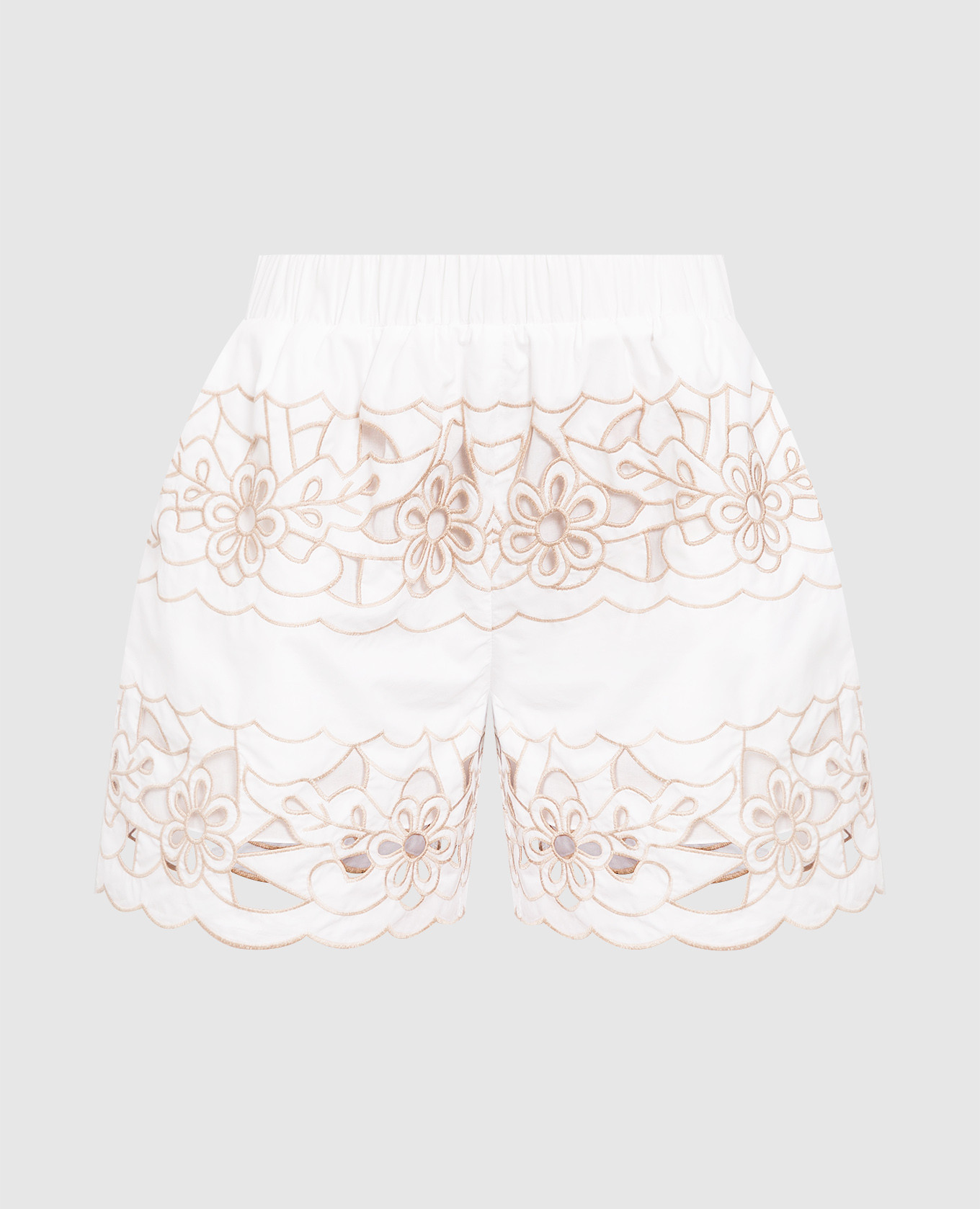 White shorts with cutwork embroidery red valentino