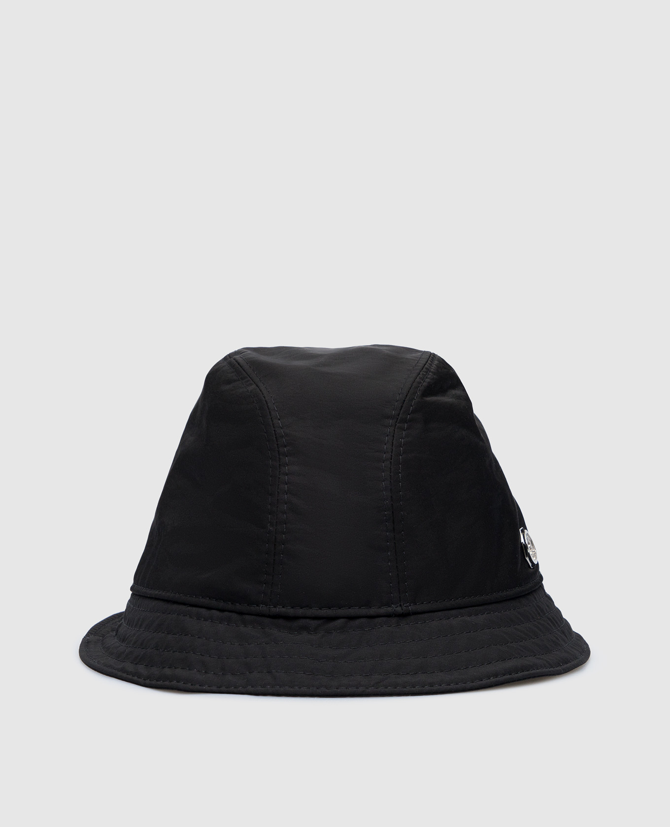 Children's black bucket hat with metal emblem stefano ricci