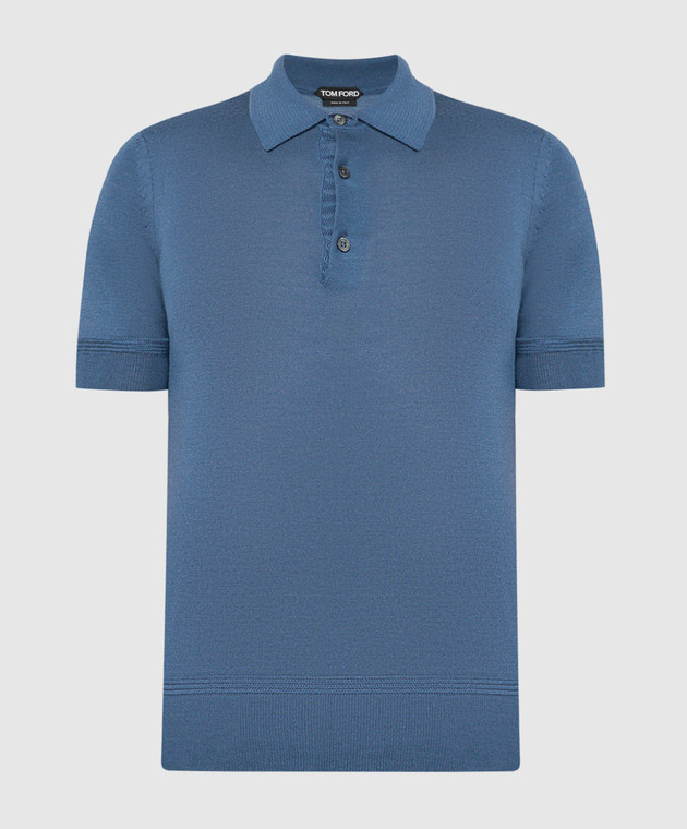 TOM FORD ポロシャツ ブルー イタリア製　カシミヤ×シルク Tom Ford - Blue cashmere and silk polo shirt KPS001YMK005S23