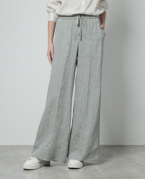 Peserico Green wide linen pants P0421302600