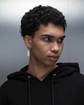 Off-White Silver single earring in the form of a zipper puller OMOD111S24MET001