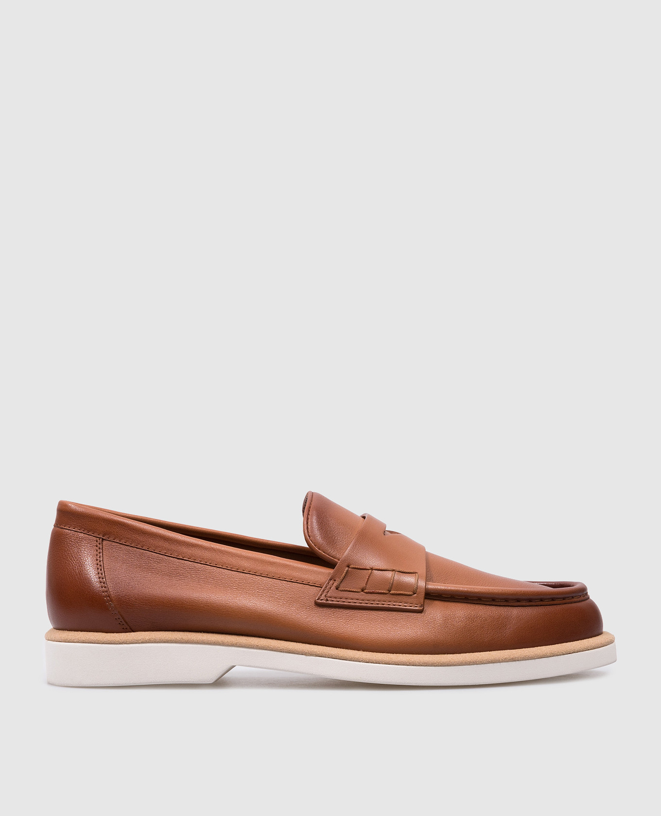 

Brown leather loafers Santoni, Коричневый