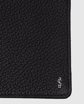 Serapian Black leather purse with metal monogram SRCACMSL623911K001