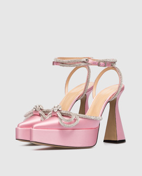 Mach&Mach Double Bow slingbacks in pink with crystals S0126RAS313