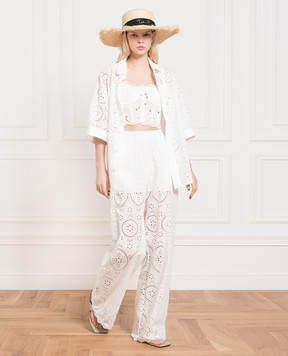 Charo Ruiz Brigid white trousers with broderie embroidery 233504