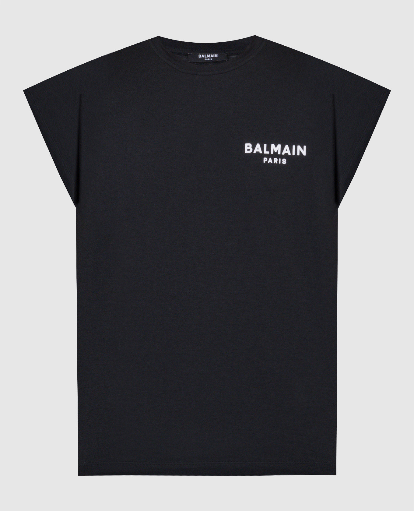 Balmain - Czarny t-shirt z kontrastowym logo CF1EF010BB01