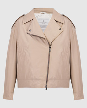 Brunello Cucinelli Brown jacket in the style of a cowhide with a monil chain MB5742764