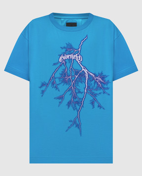 Givenchy Blue t-shirt with logo print BM71JB3YJA