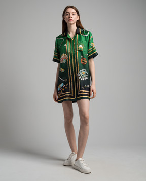 Casablanca La Boite Bijoux green silk dress WPS24DR03801