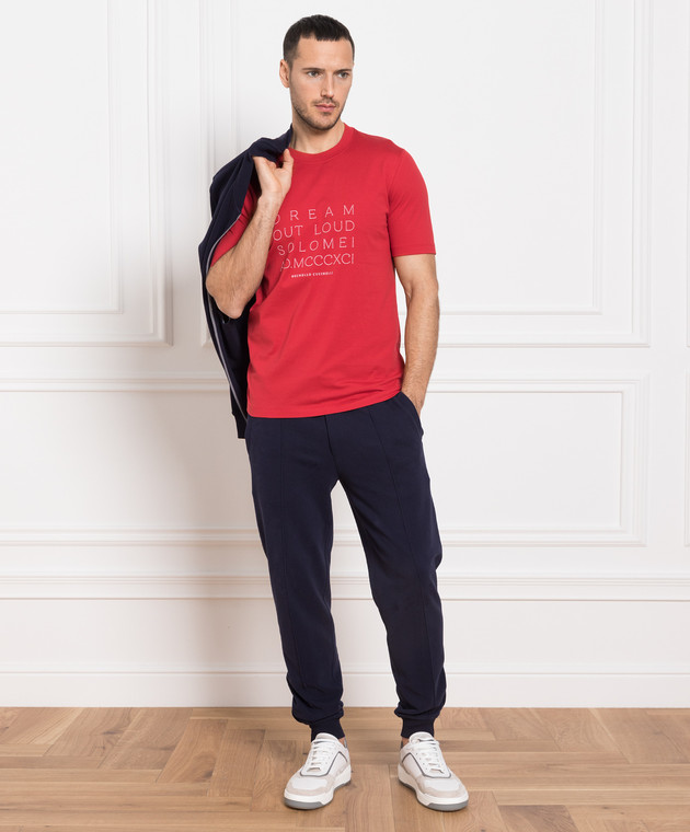 Brunello Cucinelli - Rotes T-Shirt mit „Dream out Loud“-Aufdruck