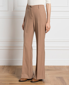 Ballantyne Brown wool flared pants BLT153UWUNI