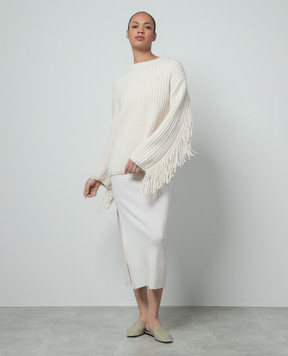 LISA YANG Beige Hilma cashmere sweater with fringe 2023323