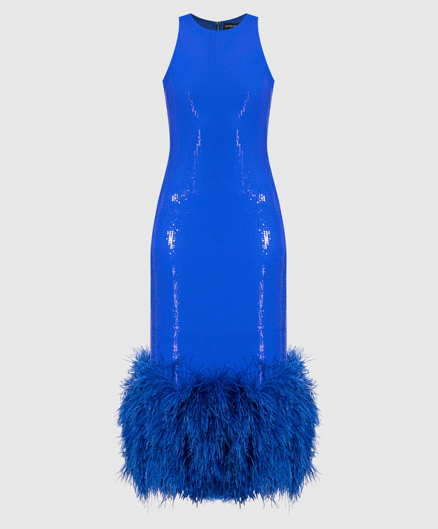 princess polly baby blue dress DAVID KOMA Asymmetric feather-trimmed cocktail dress from $2,422.00