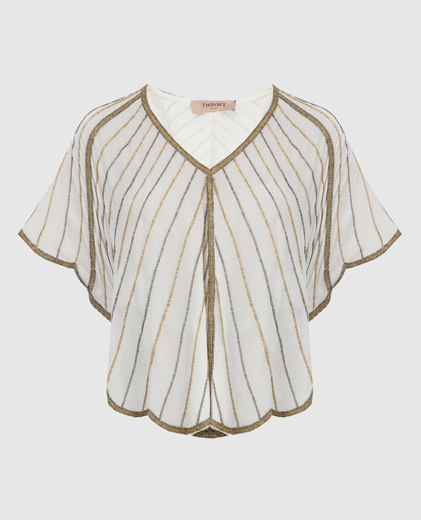

White top in a pattern with beads Twinset