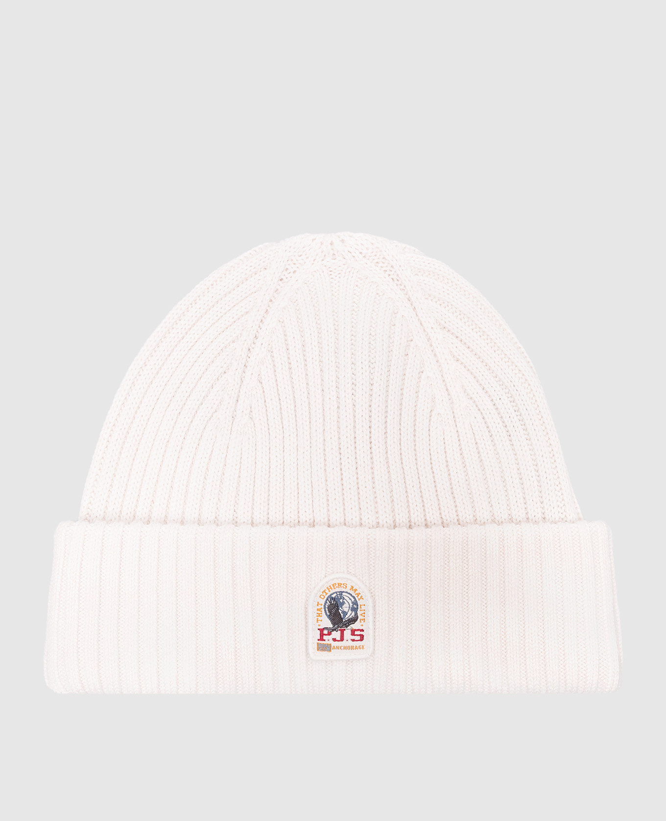 

White Rib Hat with logo patch Parajumpers, Белый