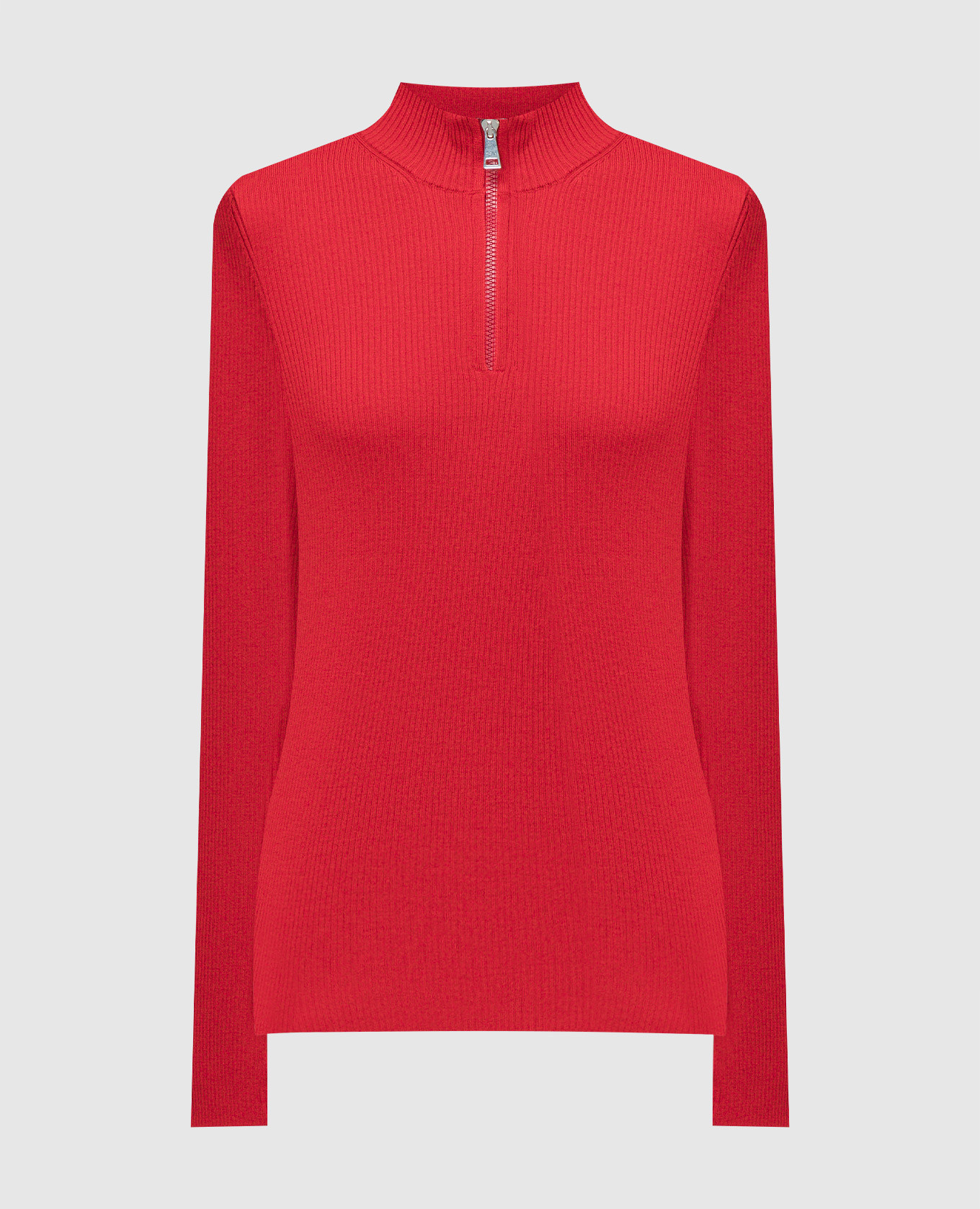 Red wool golf with logo pattern Moncler