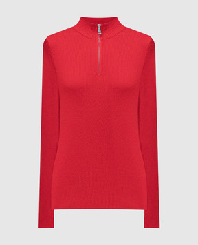 Moncler Red wool golf with logo pattern 9F00001M1131