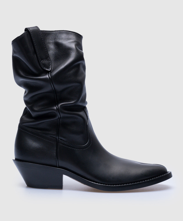 Maison Margiela Tabi Western 55 Black Leather Ankle Boots S39WW0068P3292 buy with Czech Republic delivery at Symbol