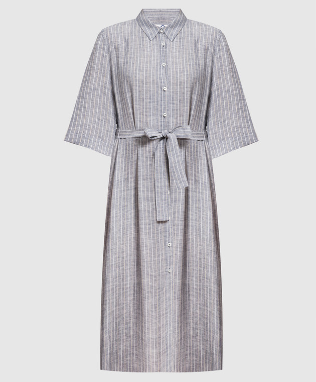 Marina Rinaldi Gray striped linen shirt dress DISPARI buy with Belgium delivery at Symbol