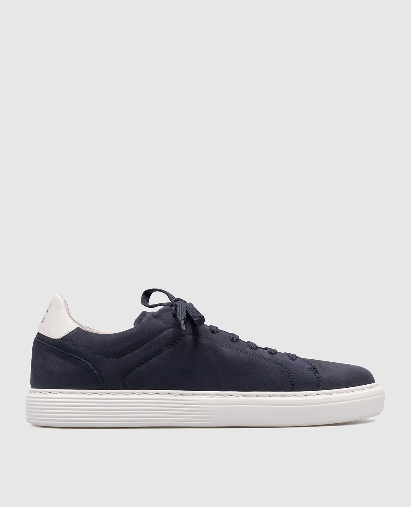 Blue leather trainers with logo brunello cucinelli