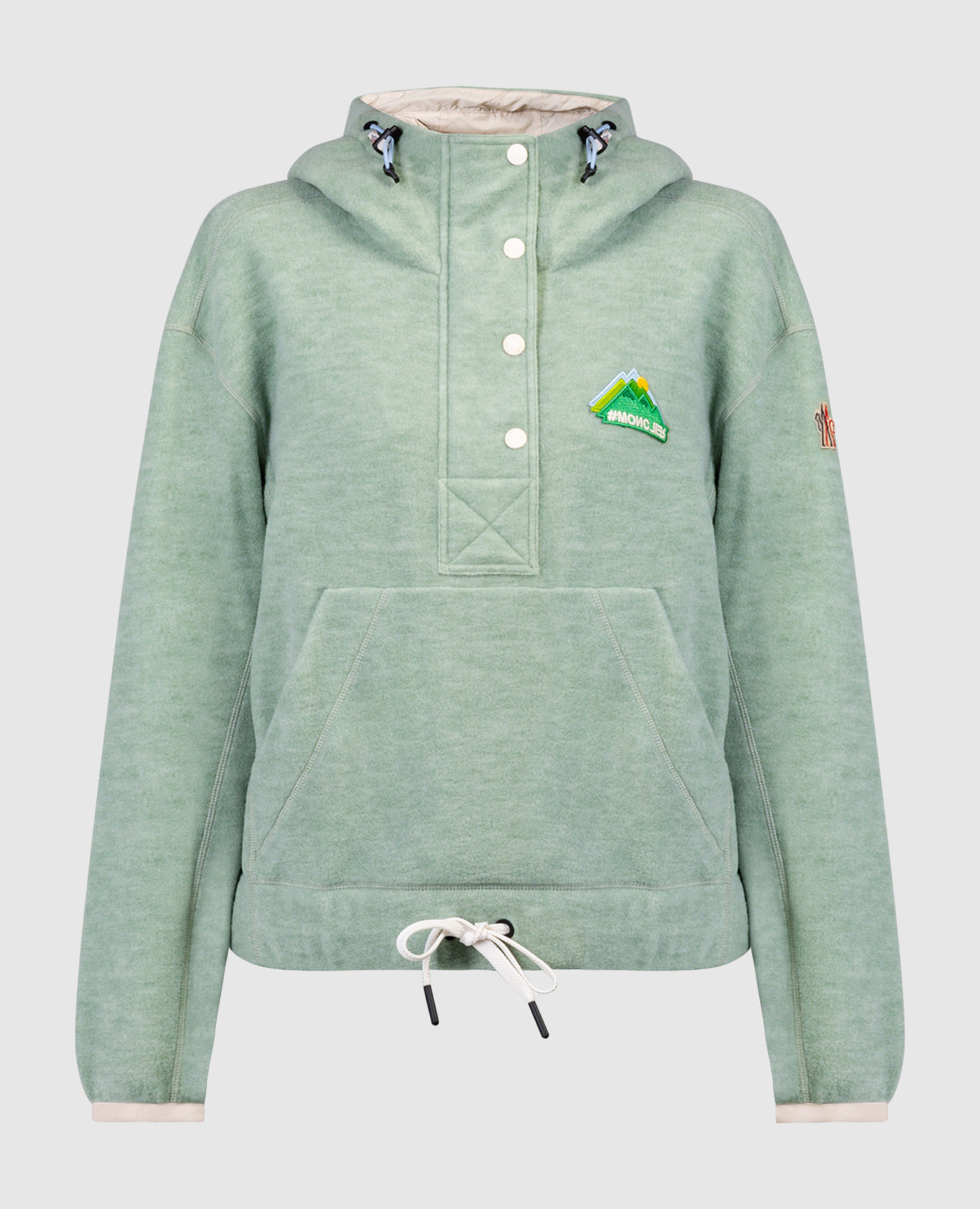 

Green hoodie with logo patch Moncler Grenoble, Зеленый