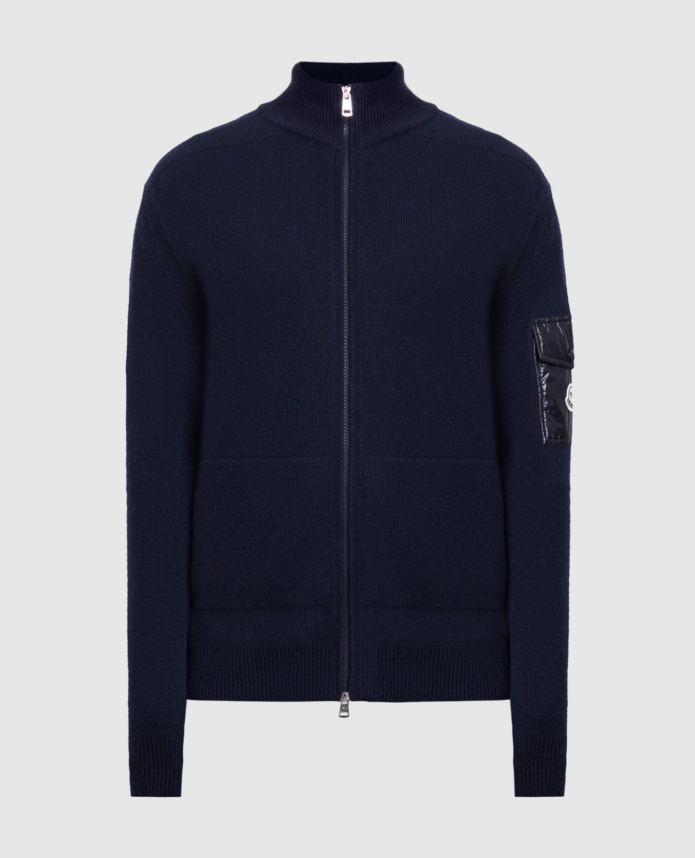 

Blue wool cardigan with logo Moncler