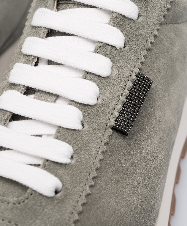 Brunello Cucinelli｜SNEAKERS (MZSFG2110 C8275) Brunello Cucinelli Grey/Sage Green Sneakers in Suede
