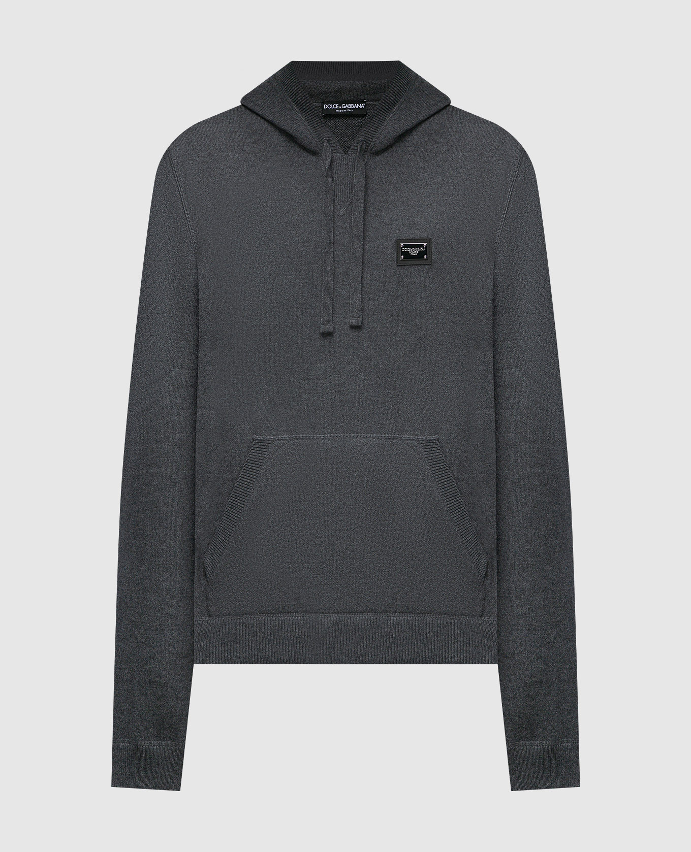 

Gray wool and cashmere hoodie with metallic logo Dolce&Gabbana, Grey