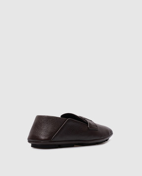 Dolce&Gabbana DG Driver brown leather moccasins with textured logo A50583A8034