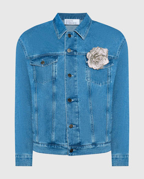 Giuseppe Di Morabito Milano Blue denim jacket with a brooch PF23012DNFC234