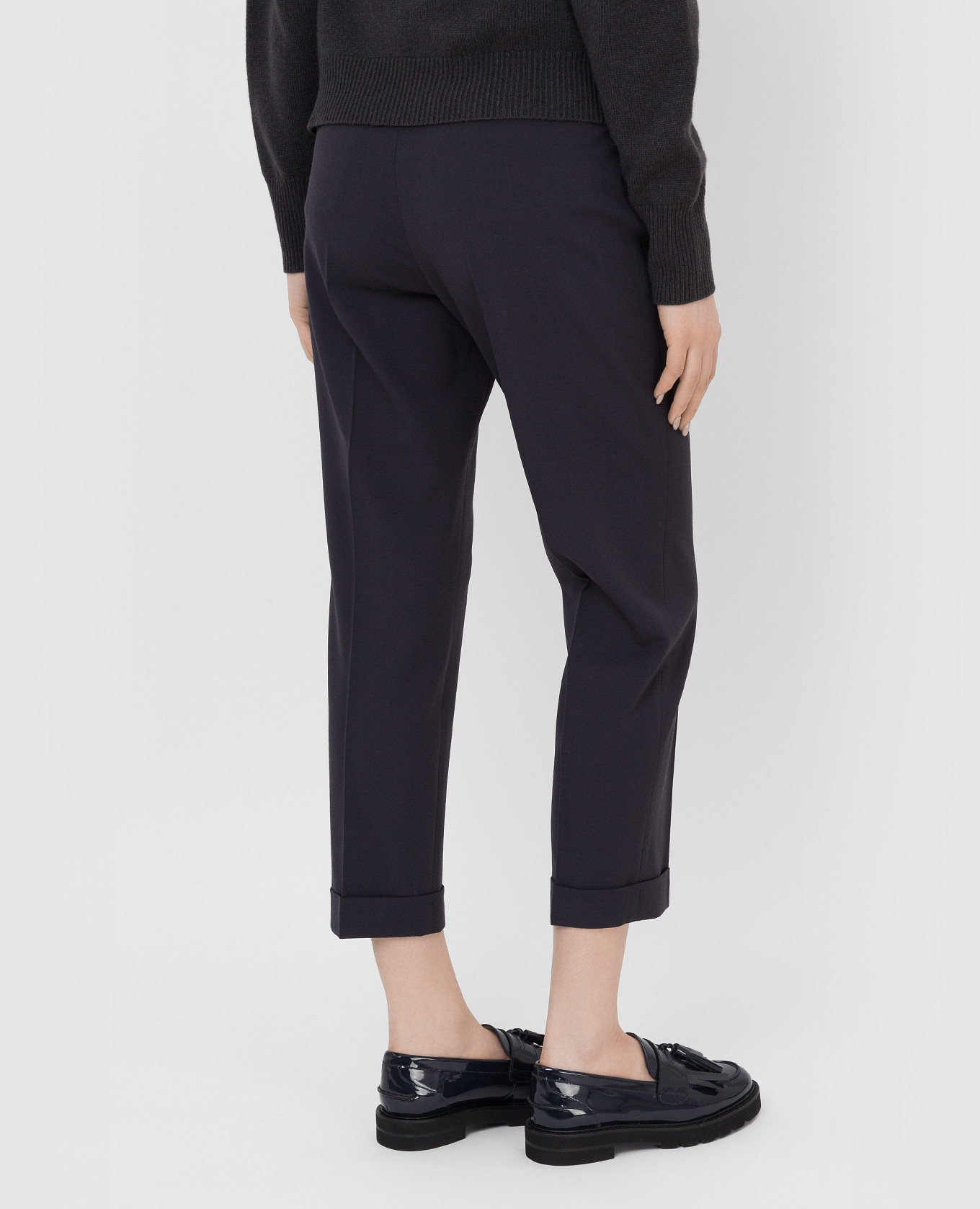 Navy blue high waist trousers Peserico 4