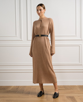 Ballantyne Brown midi dress made of wool and cashmere in a textured pattern B1D08012WX5