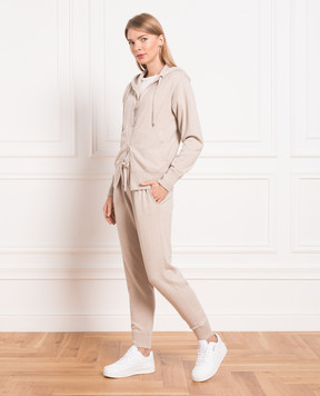 Brunello Cucinelli Beige cashmere joggers with monil chain M12169199P