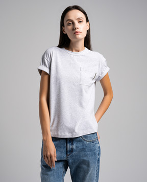 Brunello Cucinelli Gray t-shirt with monil chain M0T18BB300