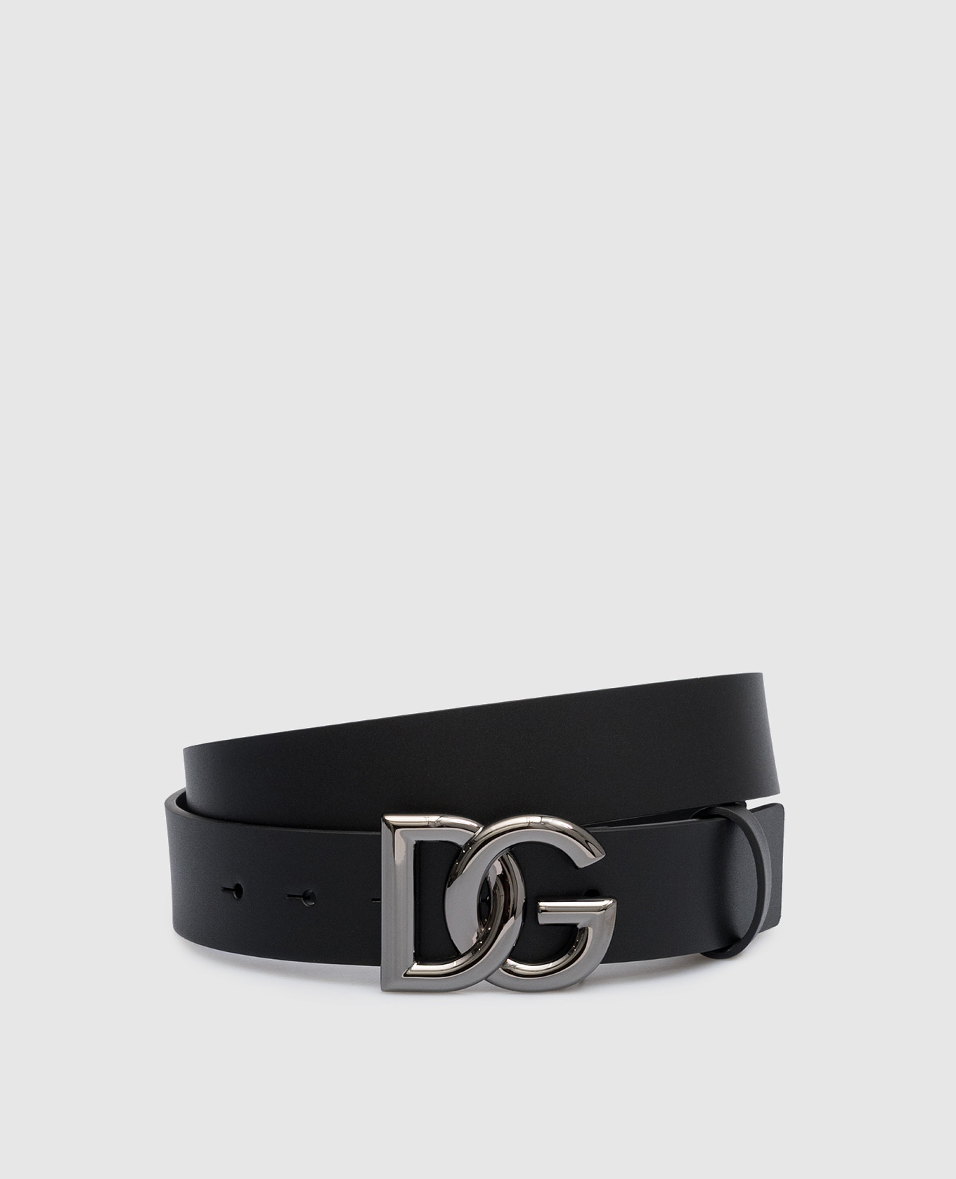 

Black leather strap with metal DG logo Dolce&Gabbana, Черный