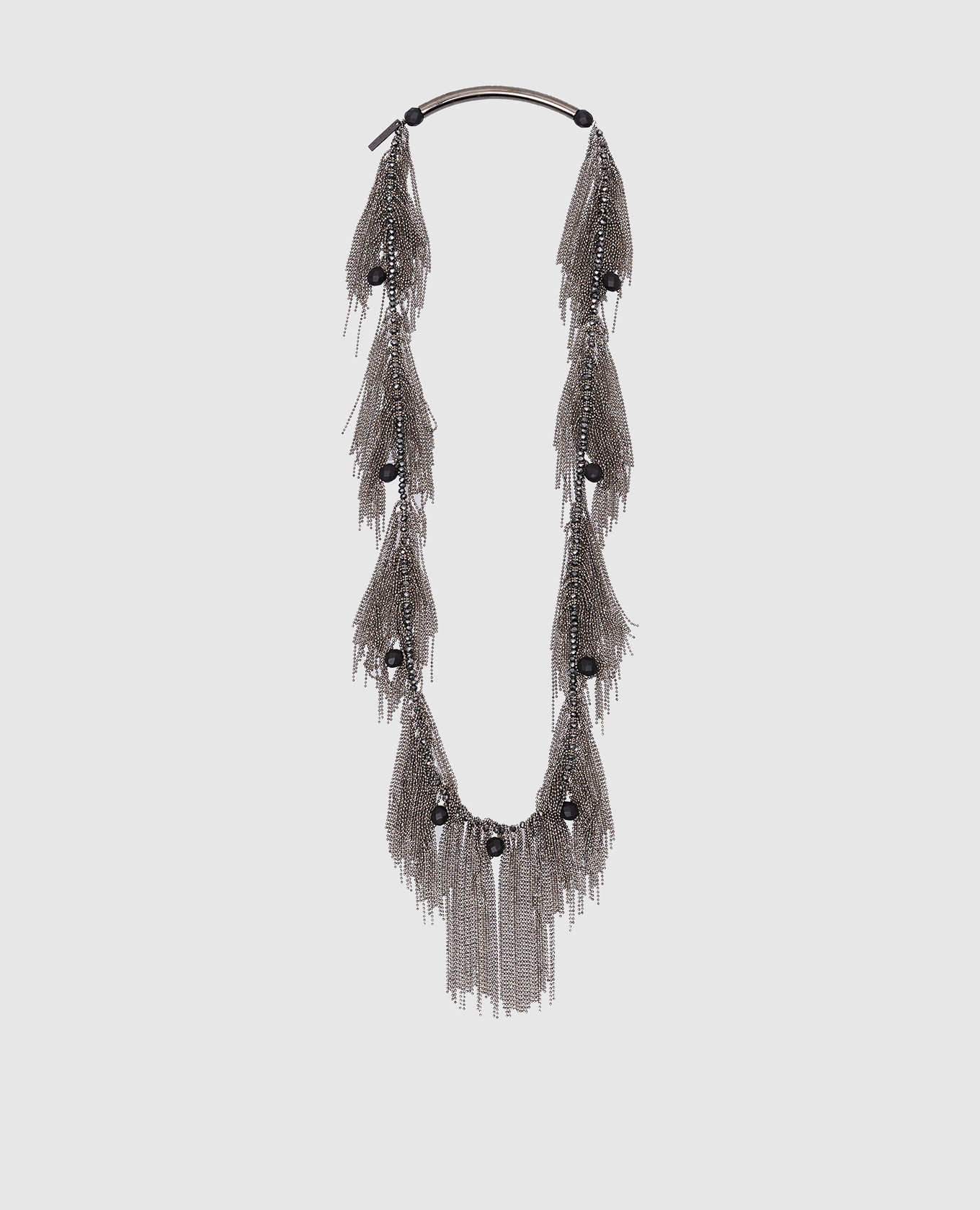 

Punto Luce black elongated necklace with crystals and beads Peserico